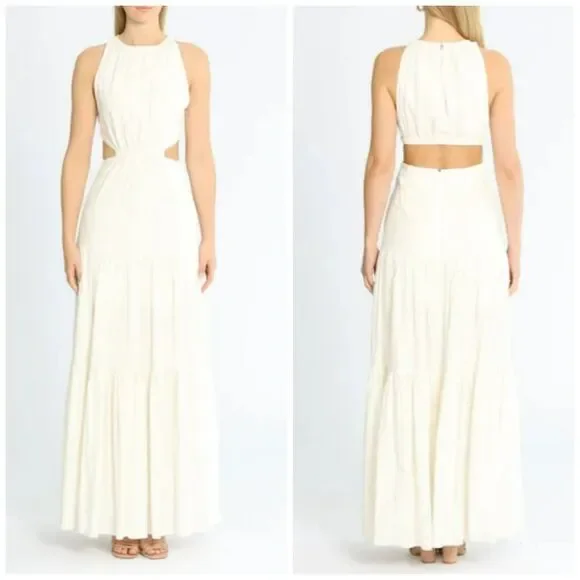 Significant Other Poppy Cut-Out Maxi Dress Ivory White Small - Picture 13 of 13